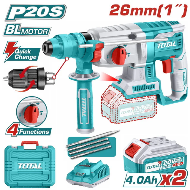 აკ. პერფორატორი 2,5ჯ, 20ვ -  TOTAL TRHLI202289